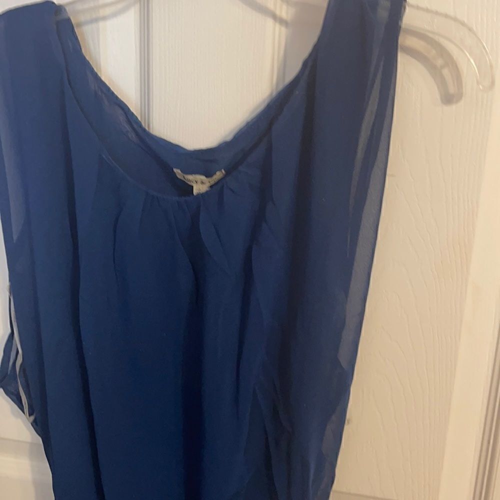 Lucy Paris  Chiffon Sequin Mini Dress Blue Small